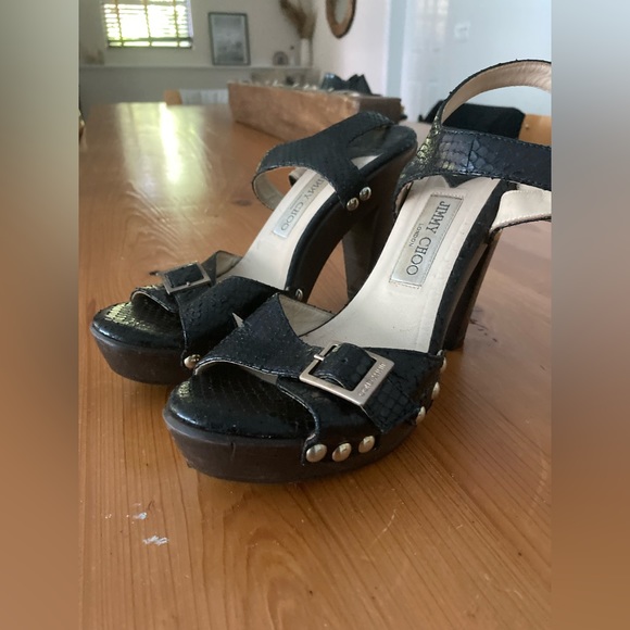 Jimmy Choo black platform buckle sandals - Picture 3 of 9